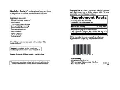 3Mag Calm + Regularity™ - Triple Chelated Magnesium Supplement - 120 Capsules