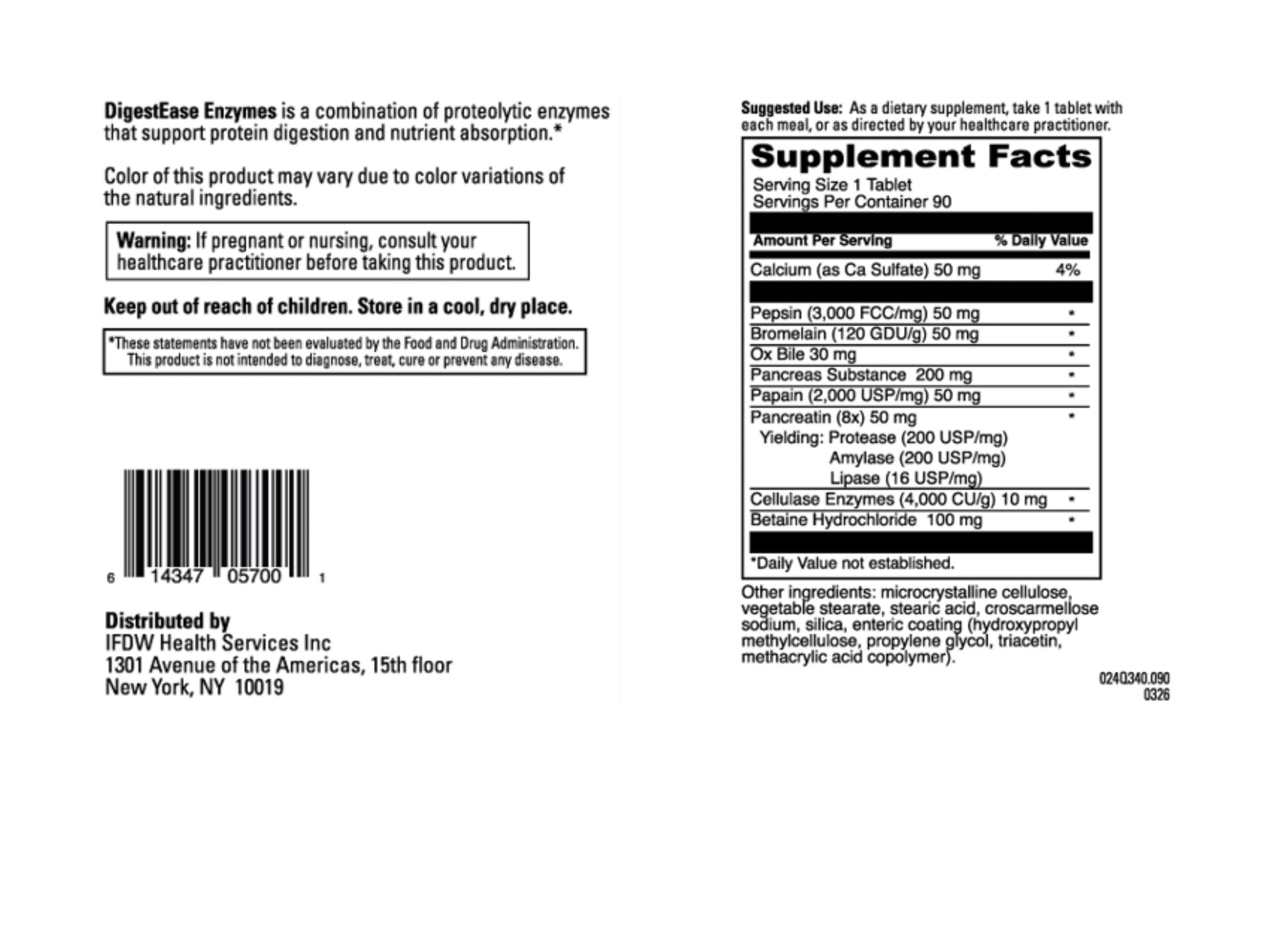 DigestEase Enzymes™ - Digestive Enzyme Support - 90 Tablets