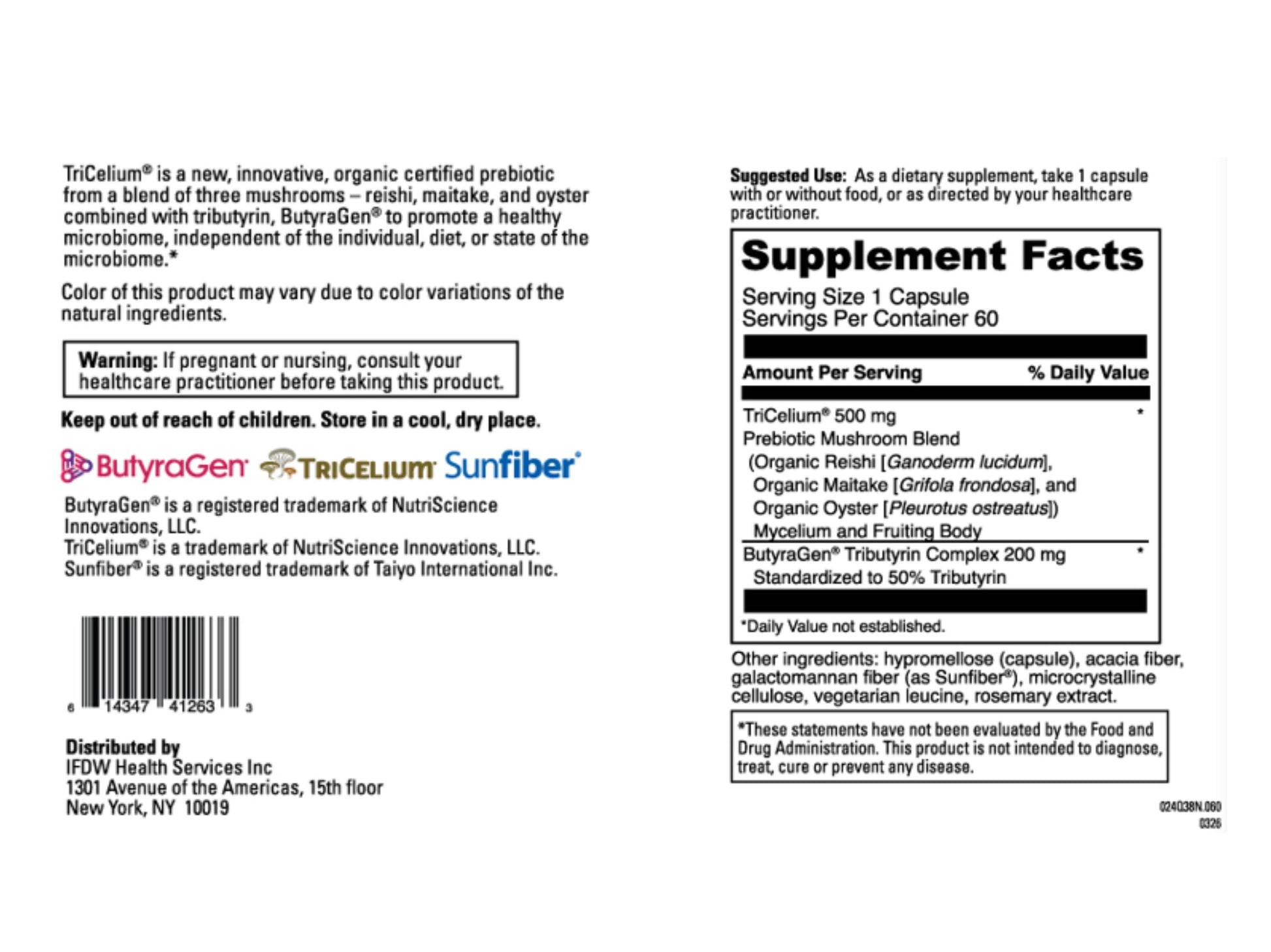 MycoPrebiotic Blend™ - IBS Prebiotic + Butyrate Support - 60 Capsules
